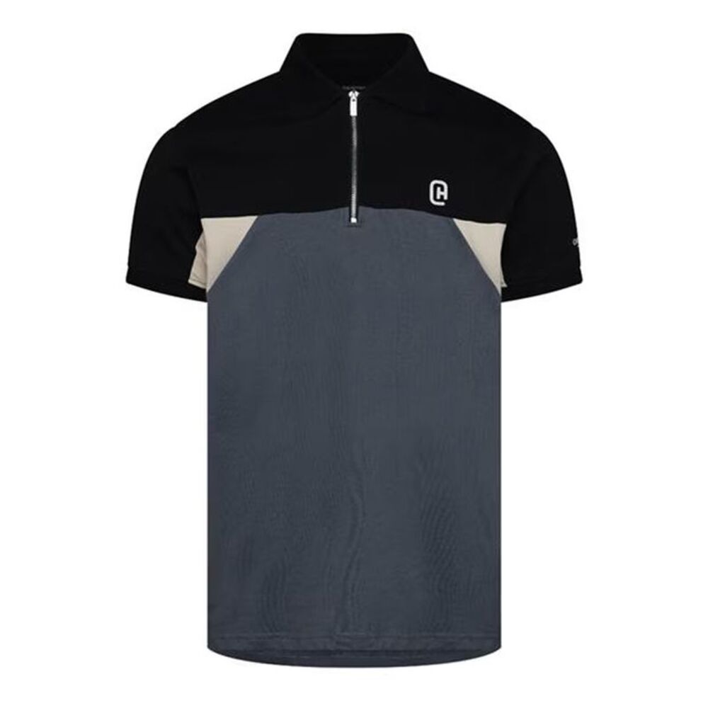 C.P. Company Mens Colour Block Half Zip Regular Polo Shirt / Slate